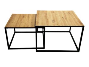 Miniaturka 4 - Zestaw stolików kawowych Caldrio 70/60 cm dąb artisan i czarny – zdjęcie 5