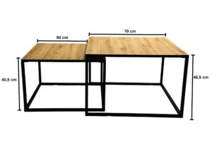 Miniaturka 5 - Zestaw stolików kawowych Caldrio 70/60 cm dąb artisan i czarny – zdjęcie 6