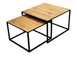Miniaturka 6 - Zestaw stolików kawowych Caldrio 70/60 cm dąb artisan i czarny – zdjęcie 7