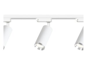 Miniaturka 3 - Biały zestaw szynowy trzy reflektory GU10, detal chromowanych ringów