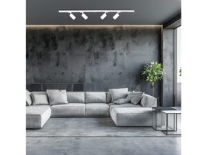 Miniaturka 8 - Biały zestaw szynowy z czterema reflektorami GU10 w minimalistycznym salonie