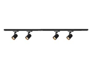 Miniaturka 13 - Czarny zestaw szynowy 150 cm z czterema reflektorami GU10 na białym tle
