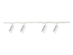 Miniaturka 1 - Biały zestaw szynowy 150 cm z czterema reflektorami GU10, pełny packshot na białym tle