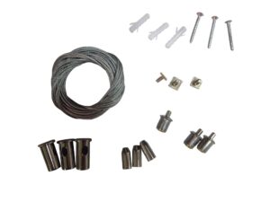 Miniaturka 5 - Elementy zestawu zawieszenia szyny magnetycznej 5 mm na białym tle