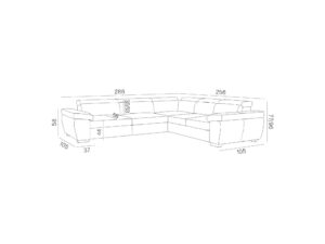 Miniaturka 4 - Narożnik rozkładany Zirvano 286 × 256 cm – rysunek z wymiarami