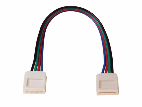 Złączka RGB do dwóch taśm LED o szerokości 10 mm na białym tle