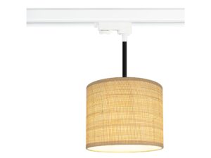 Miniaturka 4 - Zbliżenie białego mocowania lampy wiszącej do szyny trzyobwodowej
