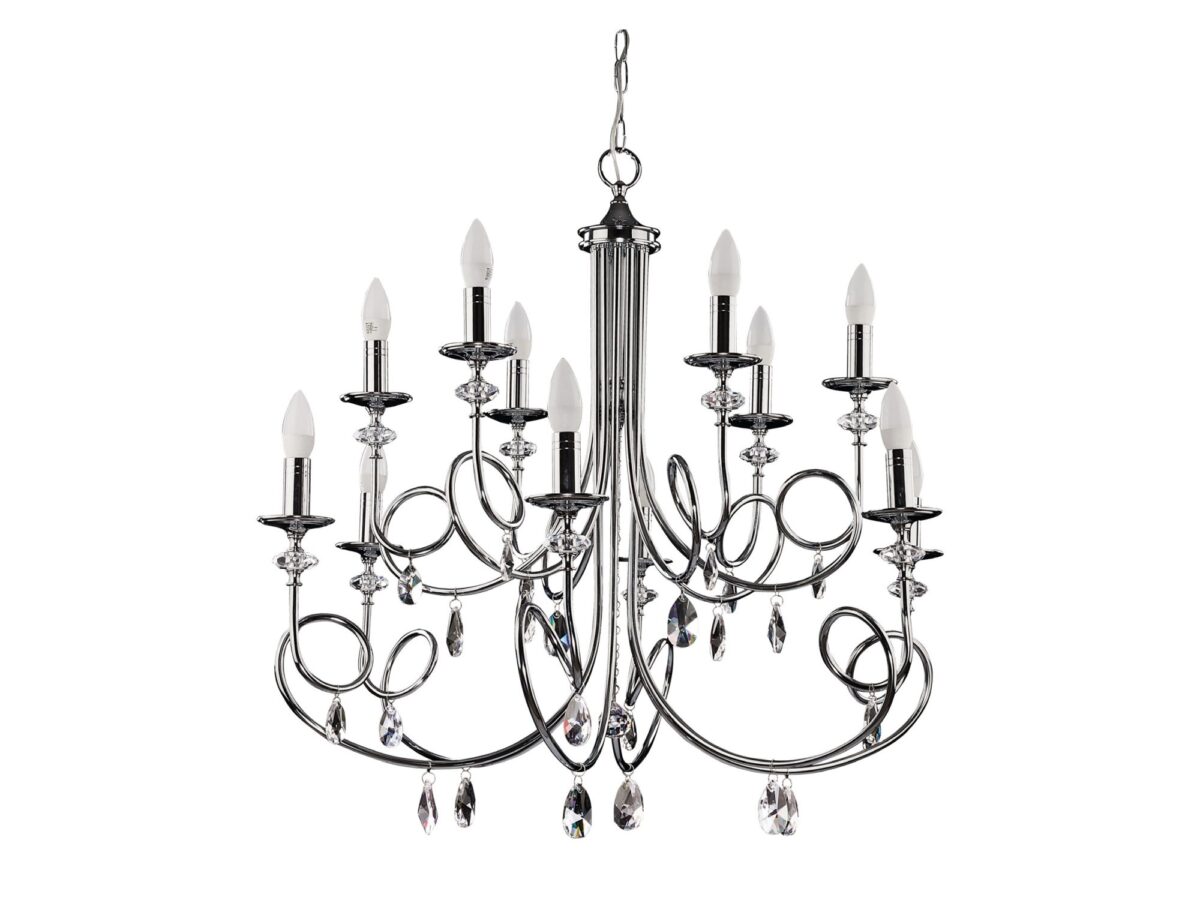 Żyrandol Dakar 12-punktowy chrom 90 cm