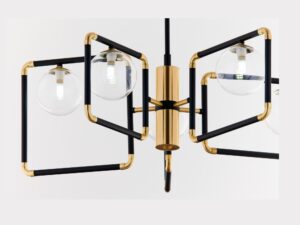 Miniaturka 5 - Żyrandol Ibra z przezroczystymi szklanymi kulami i geometrycznymi ramionami