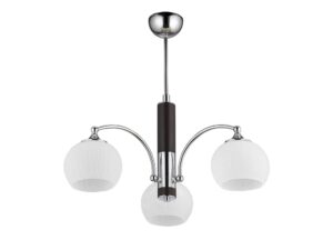 Miniaturka 1 - Żyrandol Largo trzypunktowy w kolorystyce chrom i wenge na białym tle