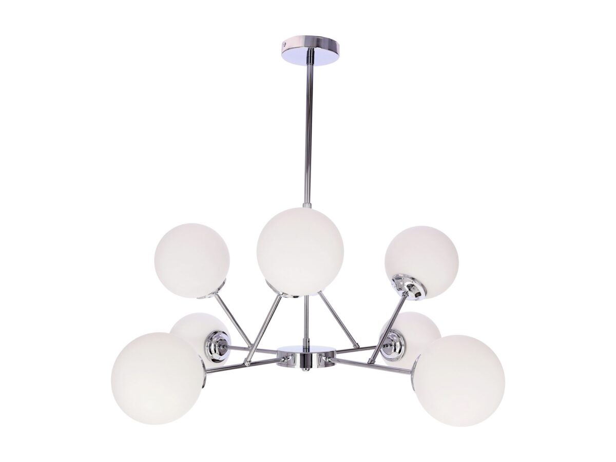 Lampa wisząca Malemia 8-punktowa chrom białe klosze