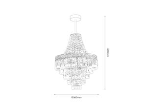 Miniaturka 5 - Żyrandol Miritano, rysunek wymiarowy 60 na 36 cm