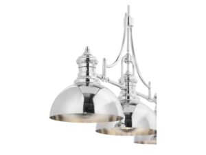 Miniaturka 1 - Żyrandol Platino nikiel, zbliżenie srebrzystych kloszy metalowych