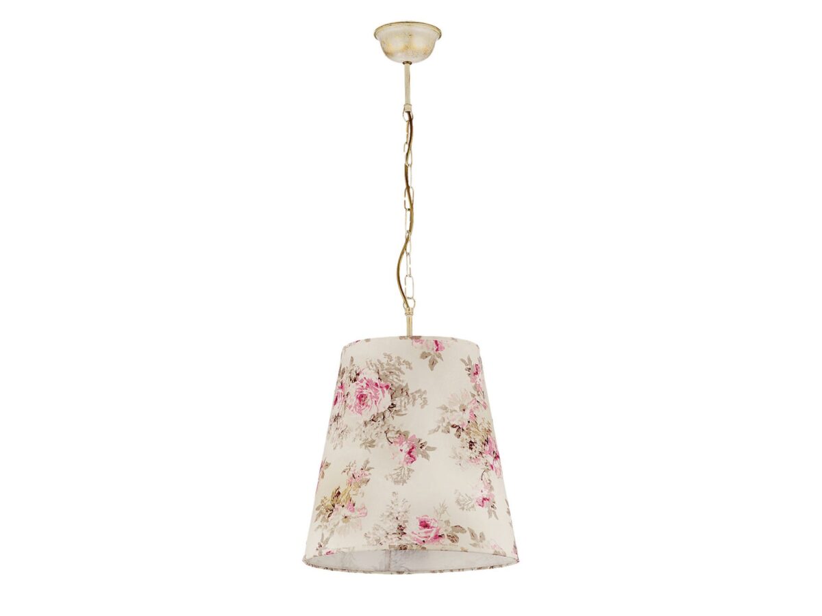 Lampa wisząca Sara z kwiatowym abażurem ecru