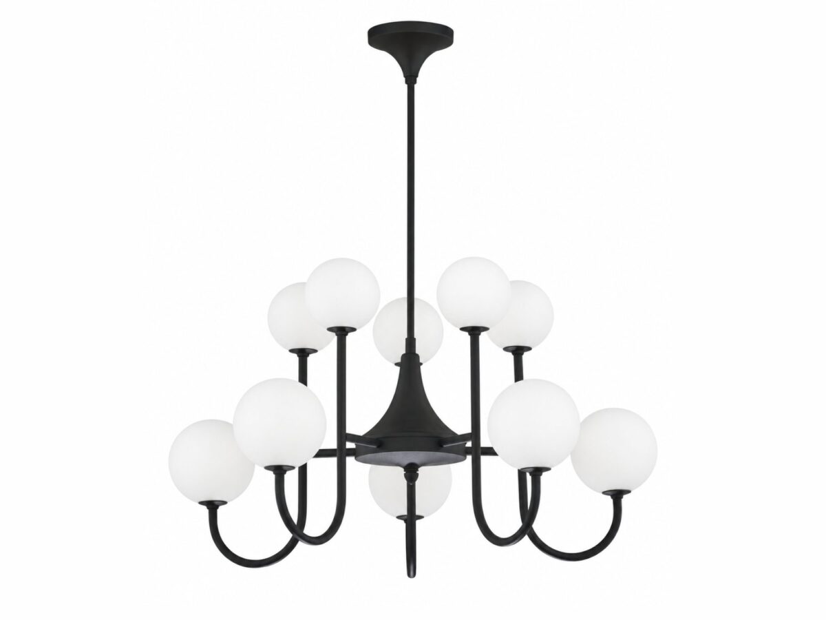 Żyrandol Selen 10-punktowy czarny 70 cm