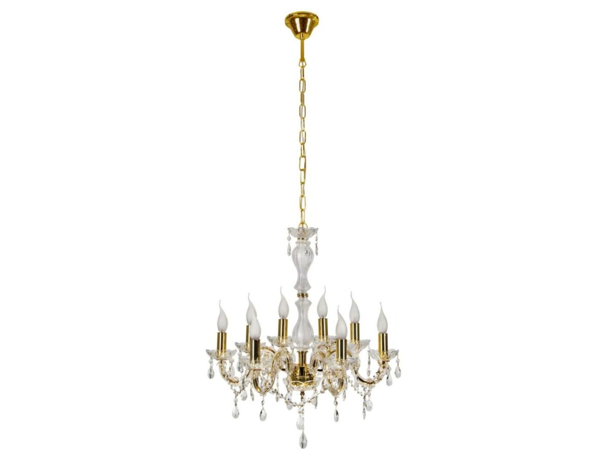 Lampa wisząca z 8 ramionami Serovia 130 cm złota