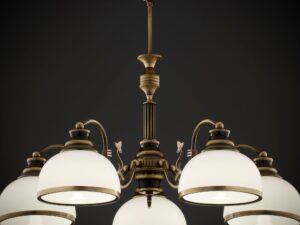 Miniaturka 3 - Żyrandol Zeus – ujęcie szklanych elementów i metalowej oprawy